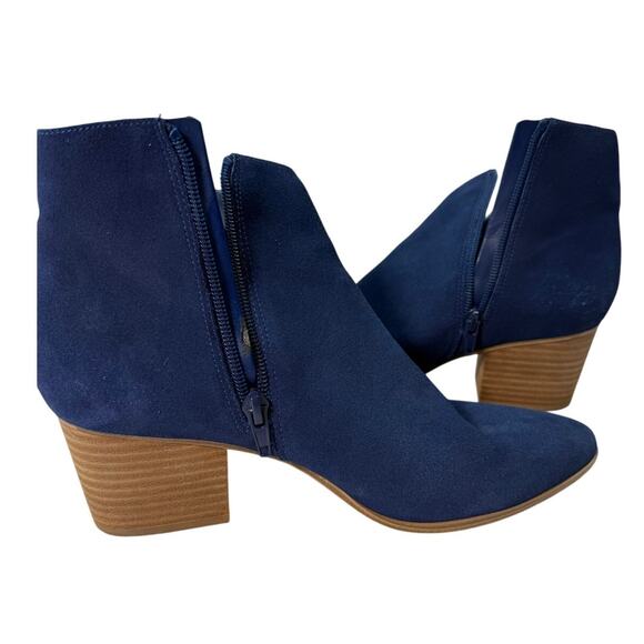 ALDO Women’s Blue Suede Ankle Booties Block Heel Side Zip Boot Size 8.5 - Picture 6 of 9